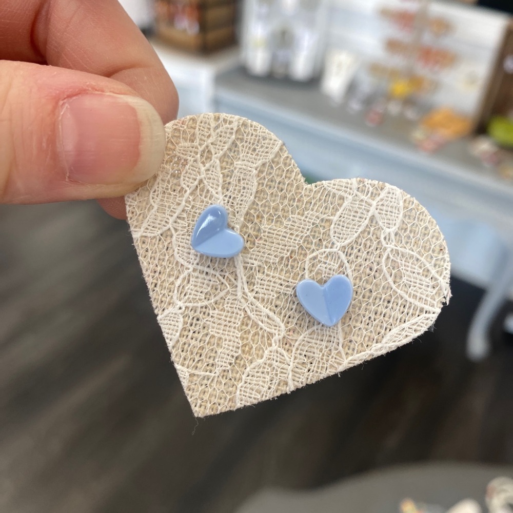 Blue Heart Stud Earrings